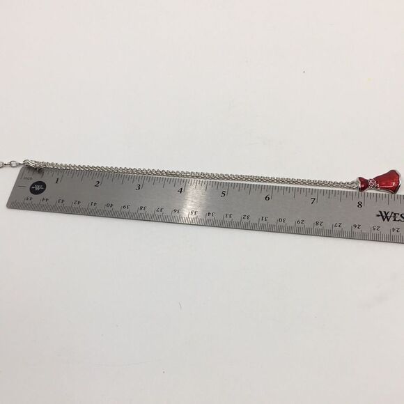 Swarovski Red Enamel Dress Pendant Silver Tone Necklace - Picture 15 of 16